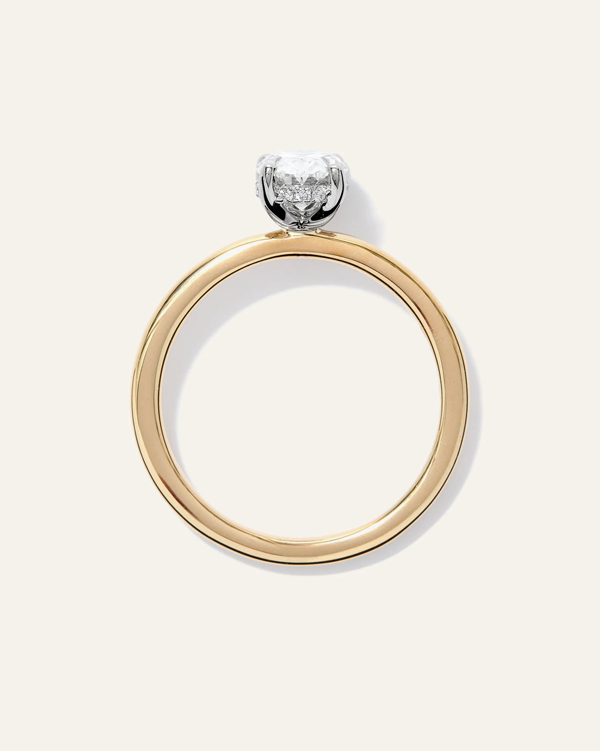 Lab Grown Diamond Oval Petite Hidden Halo Engagement Ring - 1ct - 4 / Yellow Gold
