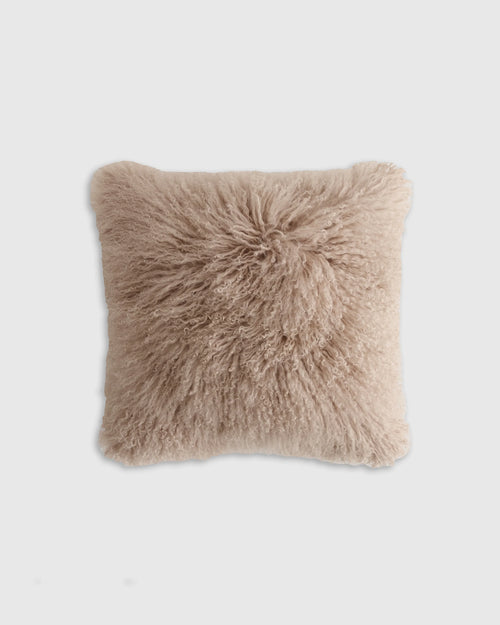 Luxe Mongolian Lamb Pillow Cover - 20x20 / Khaki