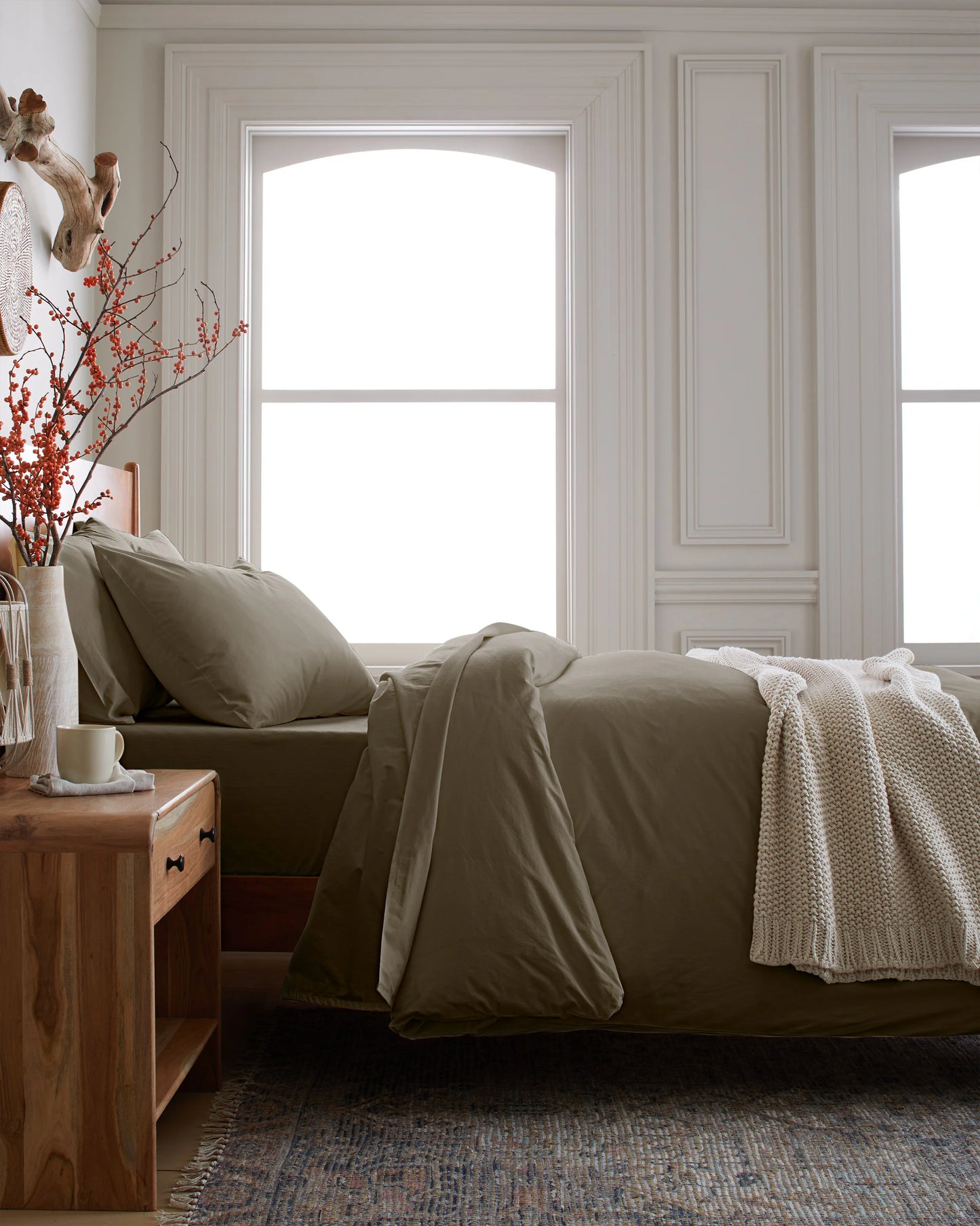 Organic Brushed Cotton Duvet Cover Set - Twin / Toffee