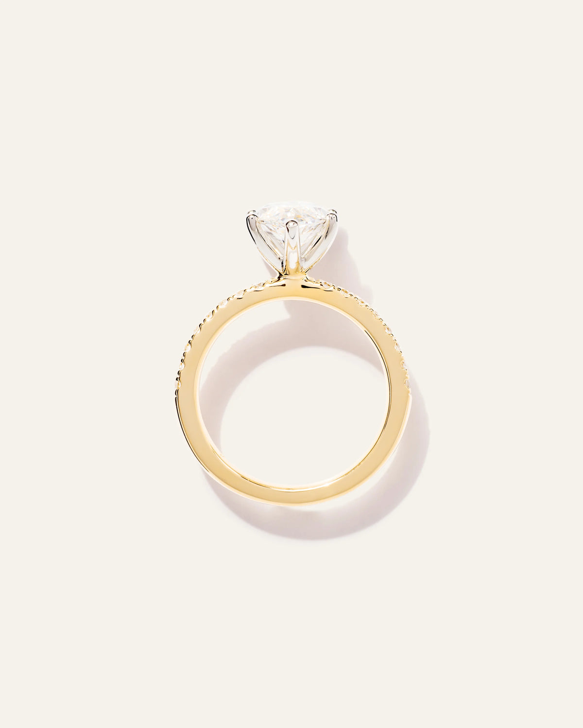 Lab Grown Diamond Marquise Petite Pave Engagement Ring - 3ct - 4 / Yellow Gold