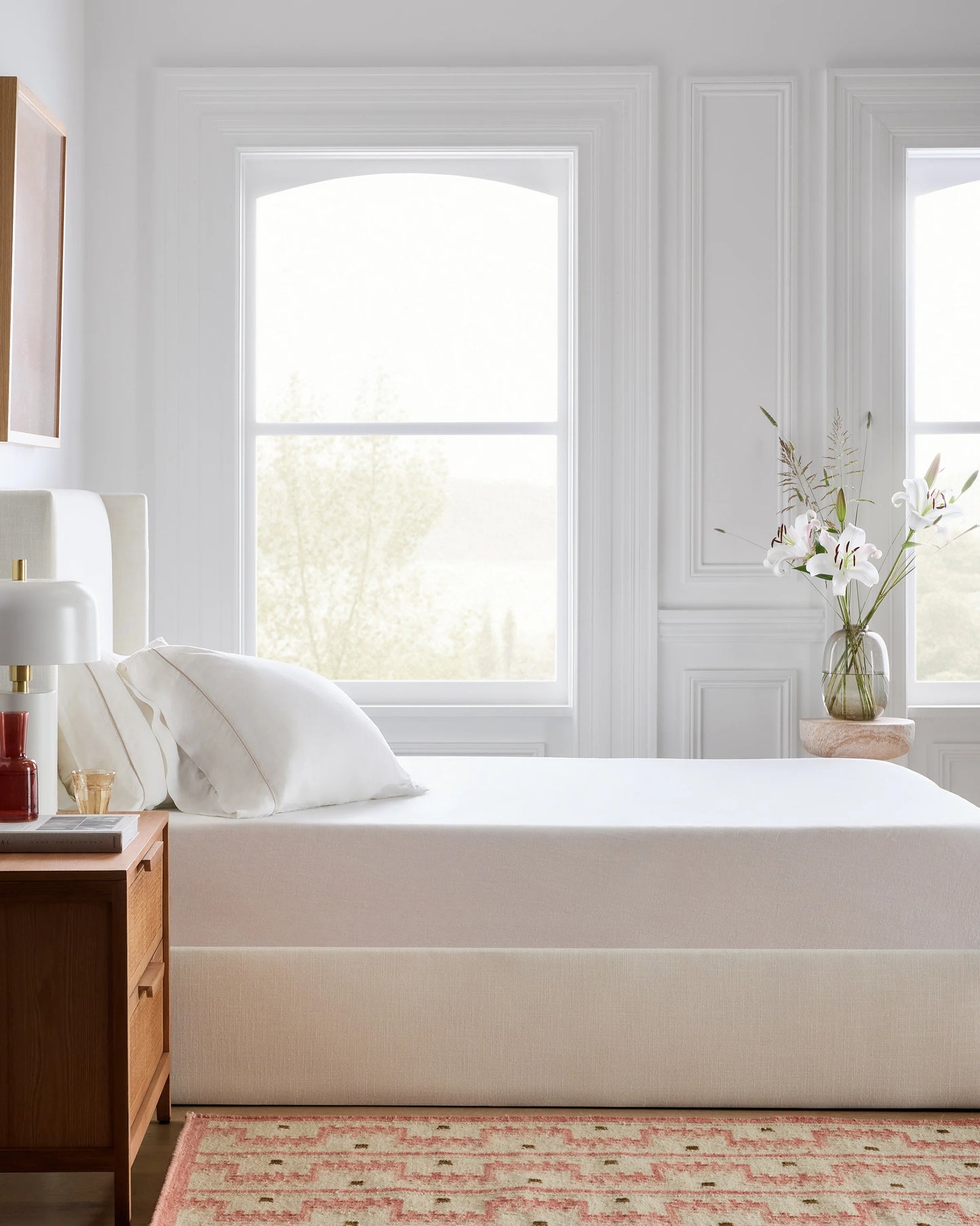 European Linen Piped Fitted Sheet Set - Twin / Mist/White