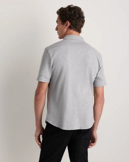 100% Organic Cotton Slub Short Sleeve Button Up Shirt - S / Heather Grey