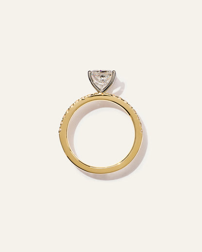 Lab Grown Diamond Princess Petite Pave Engagement Ring - 1.5ct - 4 / Yellow Gold