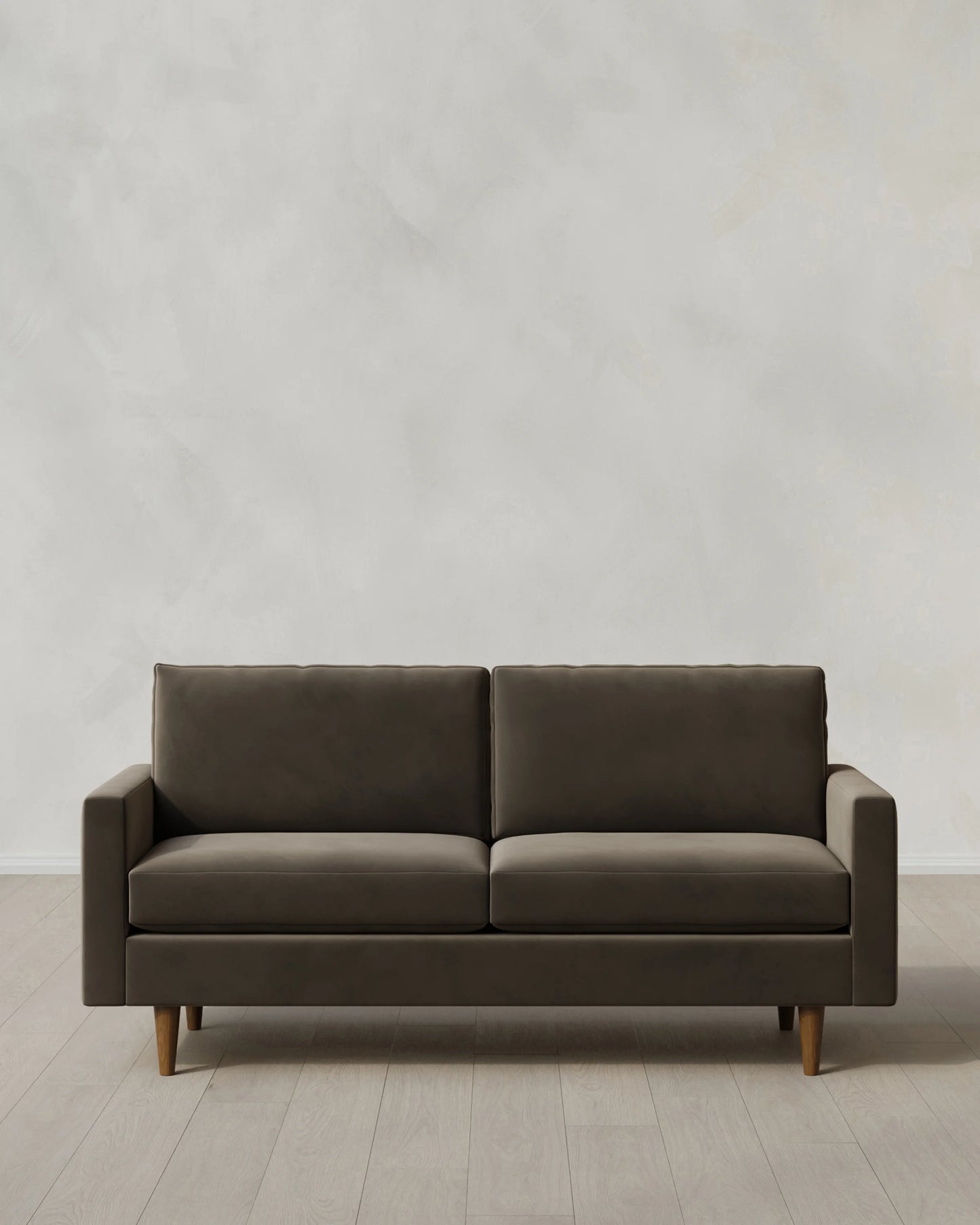 Atlas Midcentury Sofa in Performance Velvet - 6ft / Ivory
