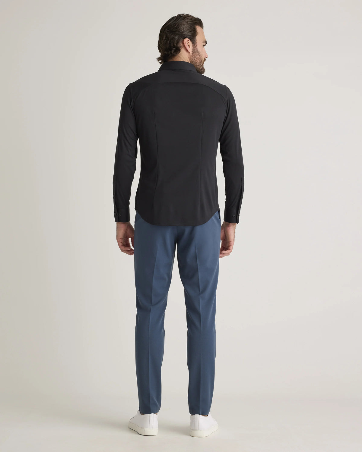 Commuter Stretch Pique Long Sleeve Button Down - XS / Dark Coal
