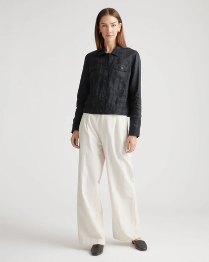 100% European Linen Jacket - XS / Flax