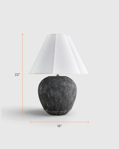 Rustic Cement Table Lamp with Fluted Shade - One Size / Black