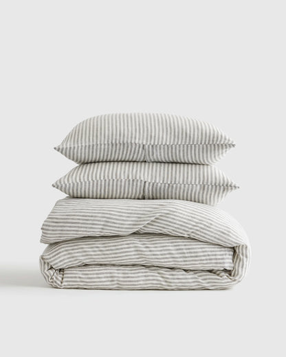 European Linen Duvet Cover Set - Twin / Peach