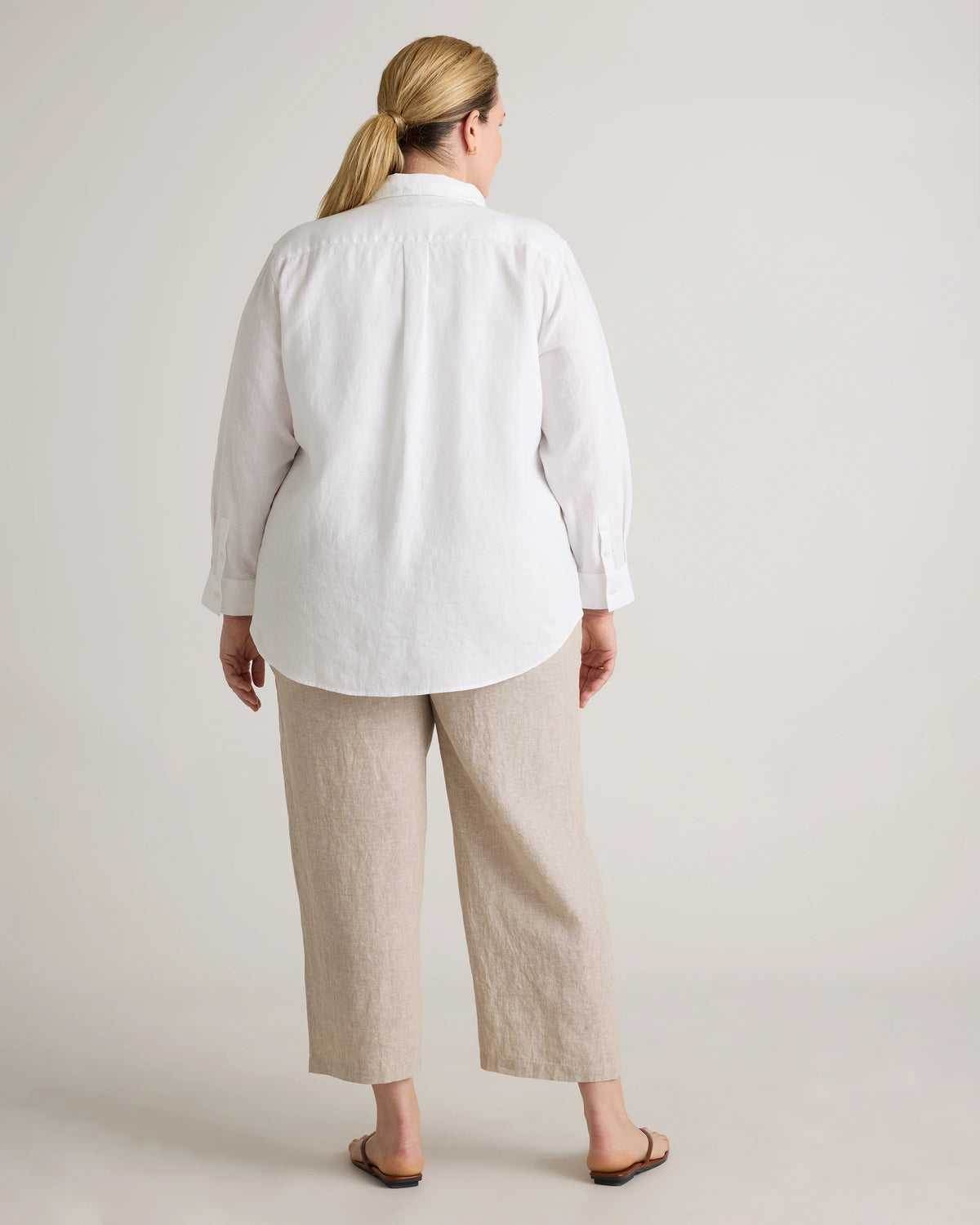 100% European Linen Long Sleeve Shirt - 1X / Flax