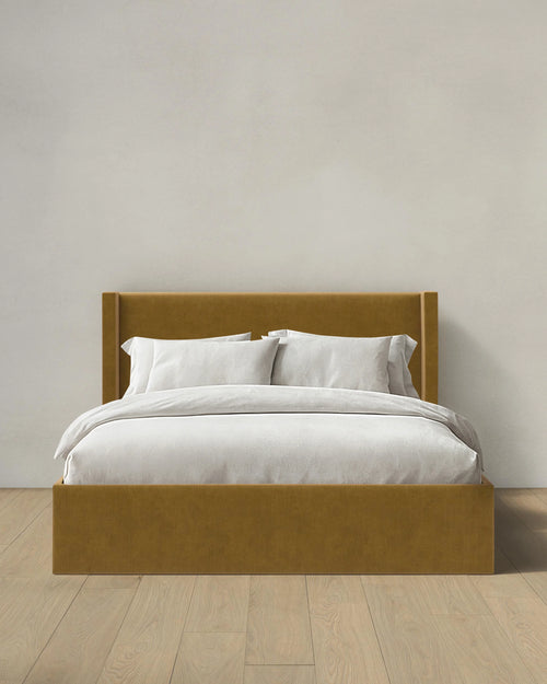 Wingback Bed in Performance Velvet - Full / Butterscotch