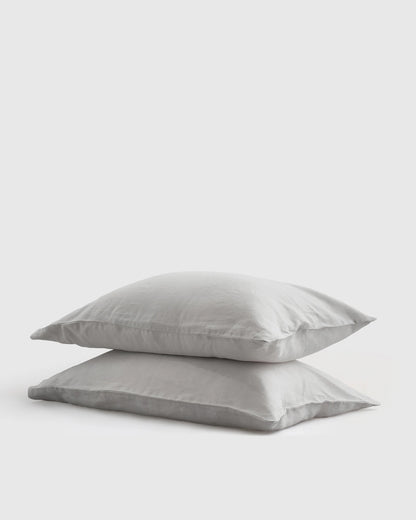 European Linen Pillowcase Set - Standard / White