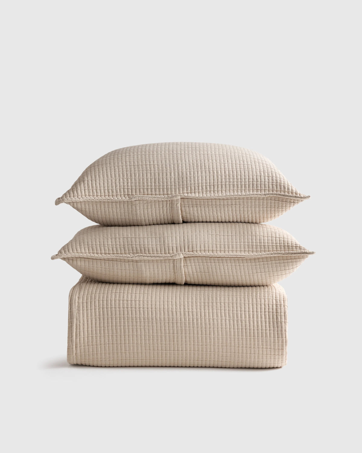 Organic Ribbed Cotton Coverlet Set - Twin / Toffee