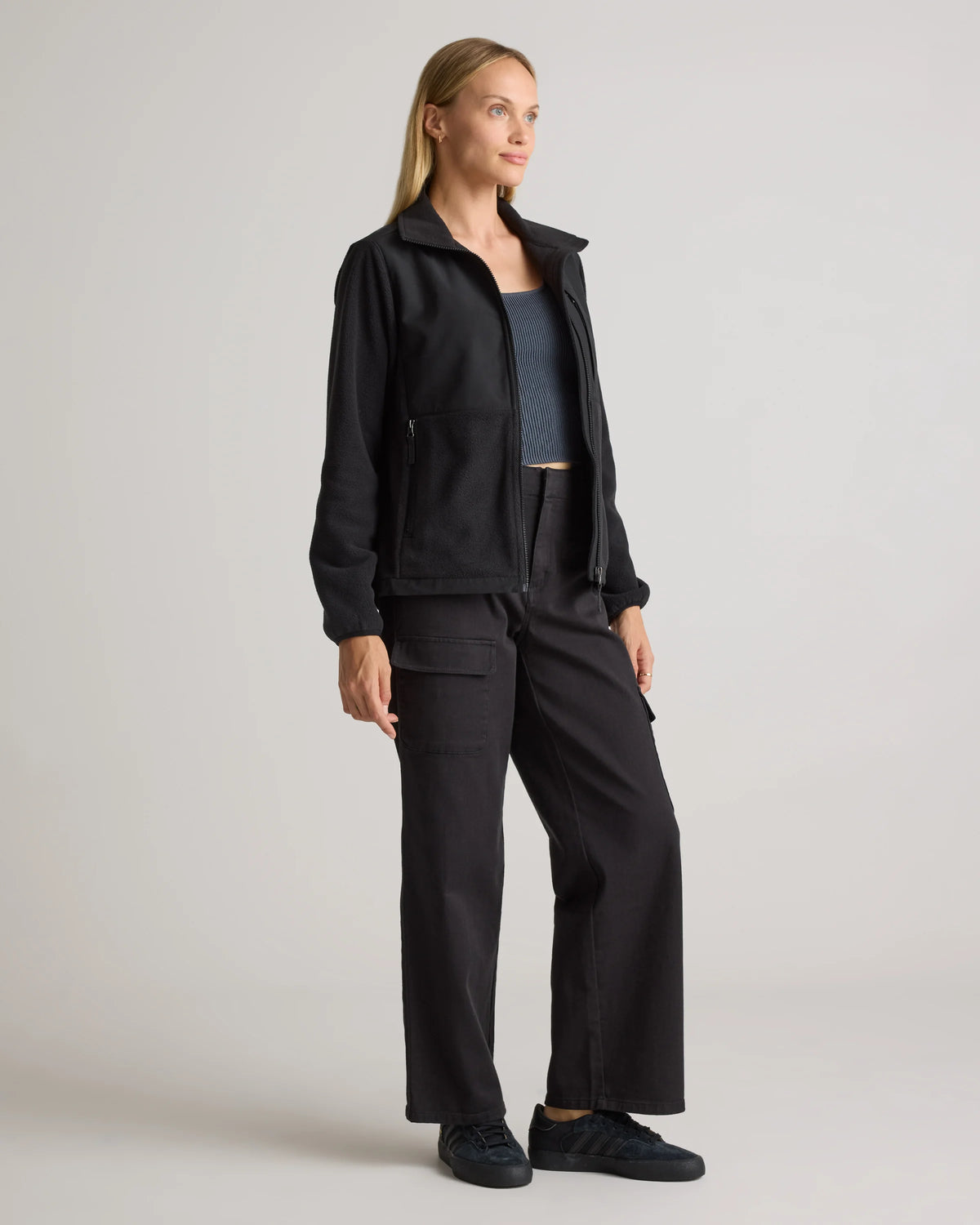 Polar Fleece Full-Zip Jacket - XS / Gravel/Bold Black