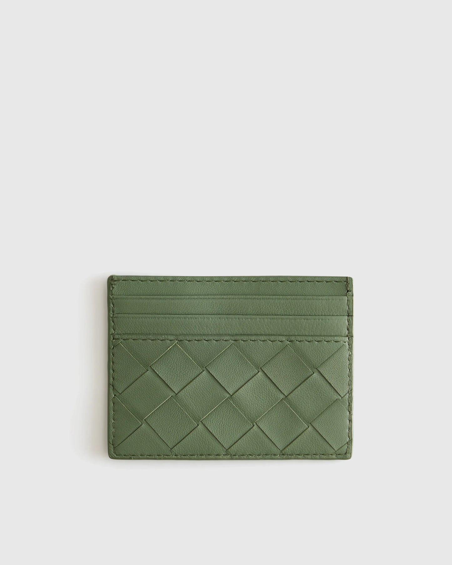 Italian Handwoven Leather Small Card Case - One Size / Cognac