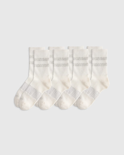 Everyday Cotton Varsity Stripes Half-Crew Sock (4-Pack) - S / Ivory/Navy Stripe