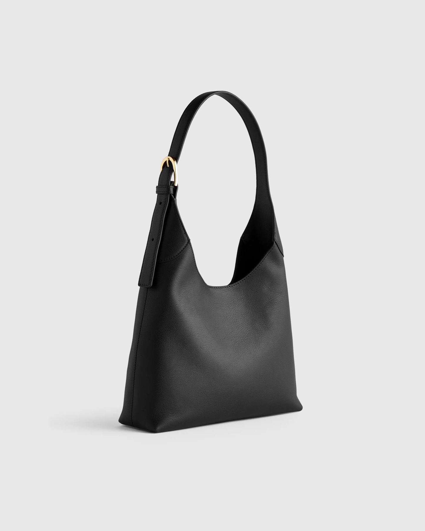 Full-Grain Leather Small Shoulder Bag - One Size / Black