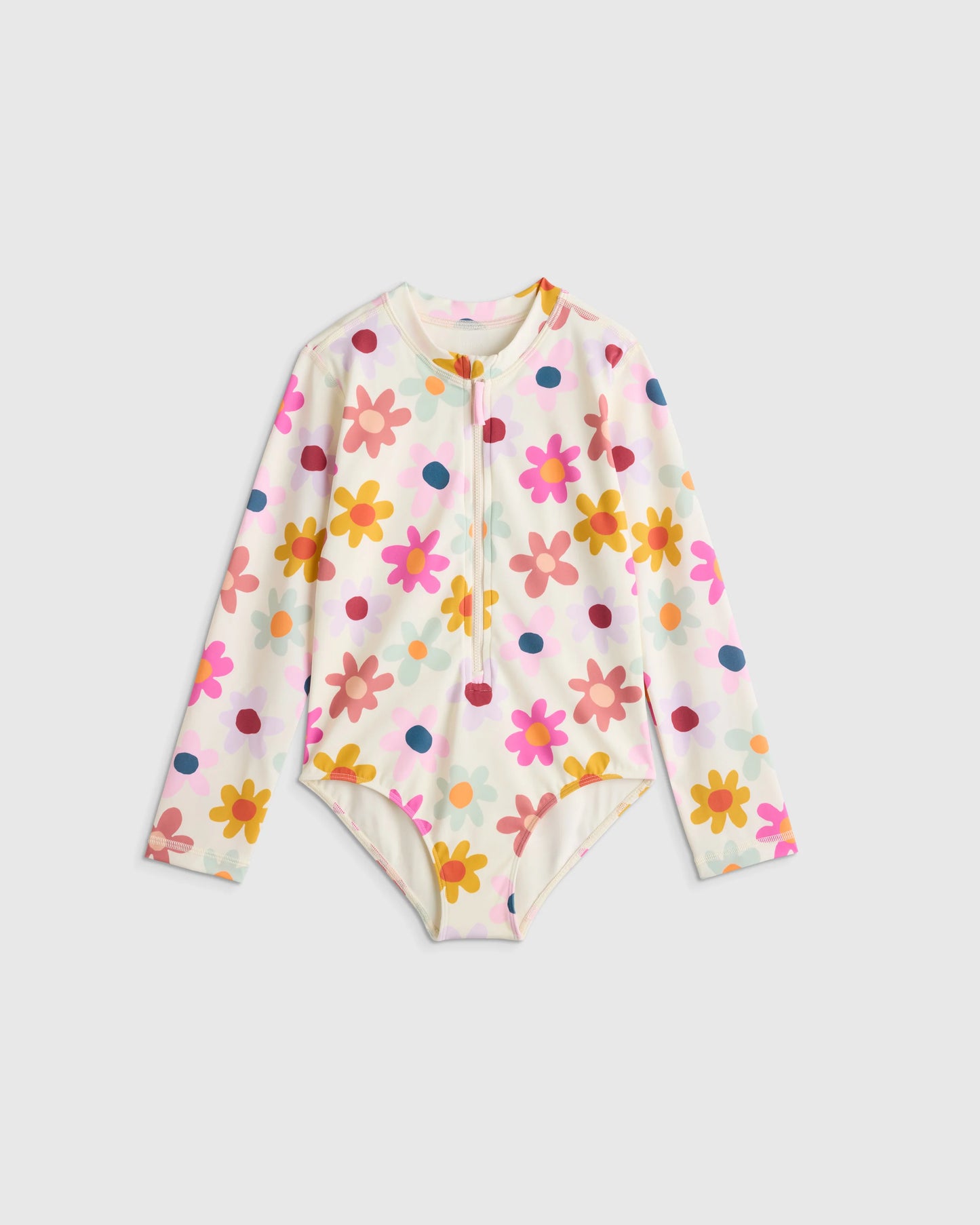 Long Sleeve Zip-Up Swimsuit - 6 / Happy Floral