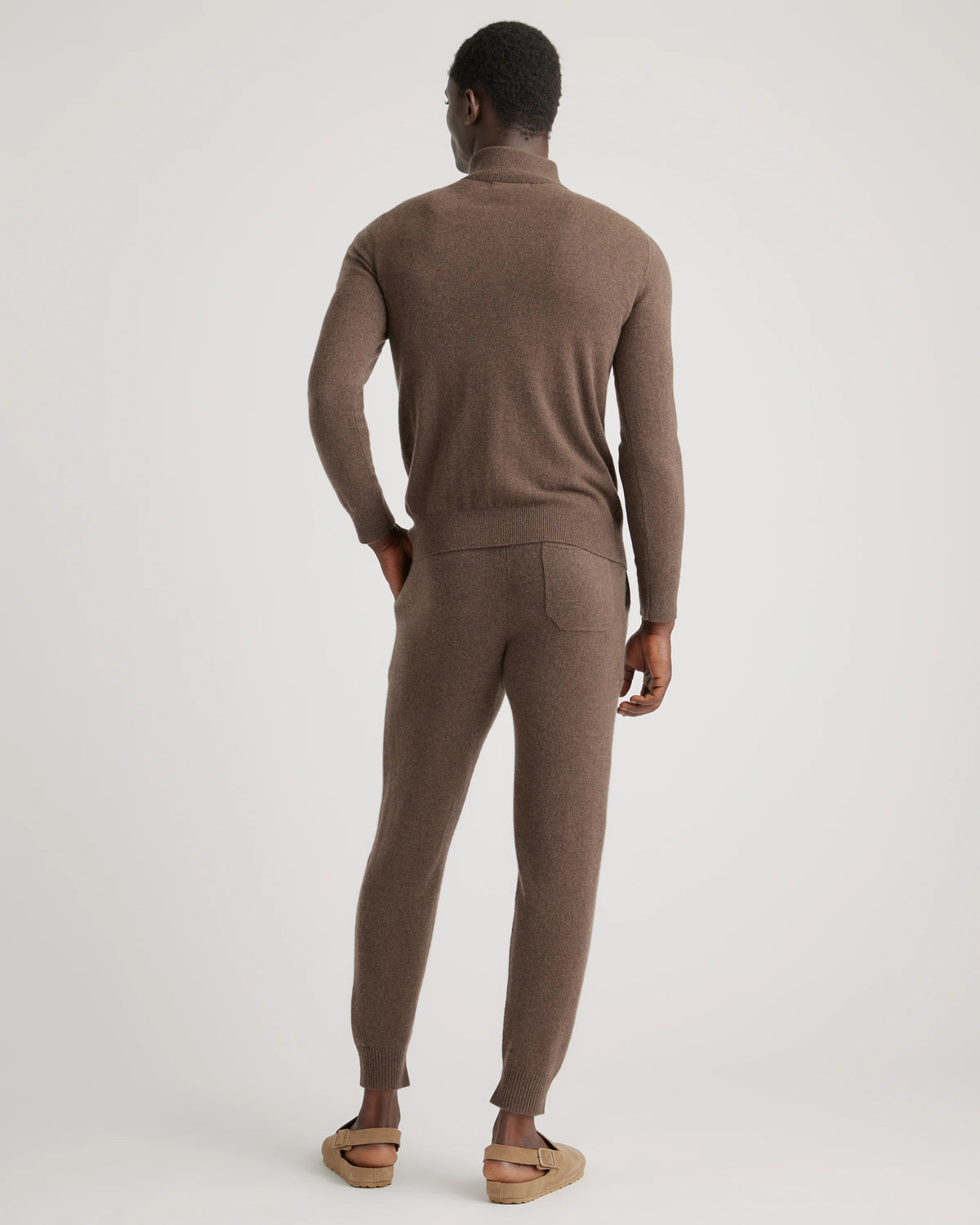 Mongolian Cashmere Quarter Zip Sweater - S / Olive Twist