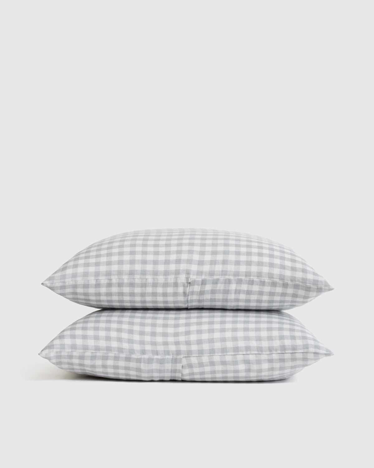 European Linen Gingham Sham Set - Standard / Blue Fog