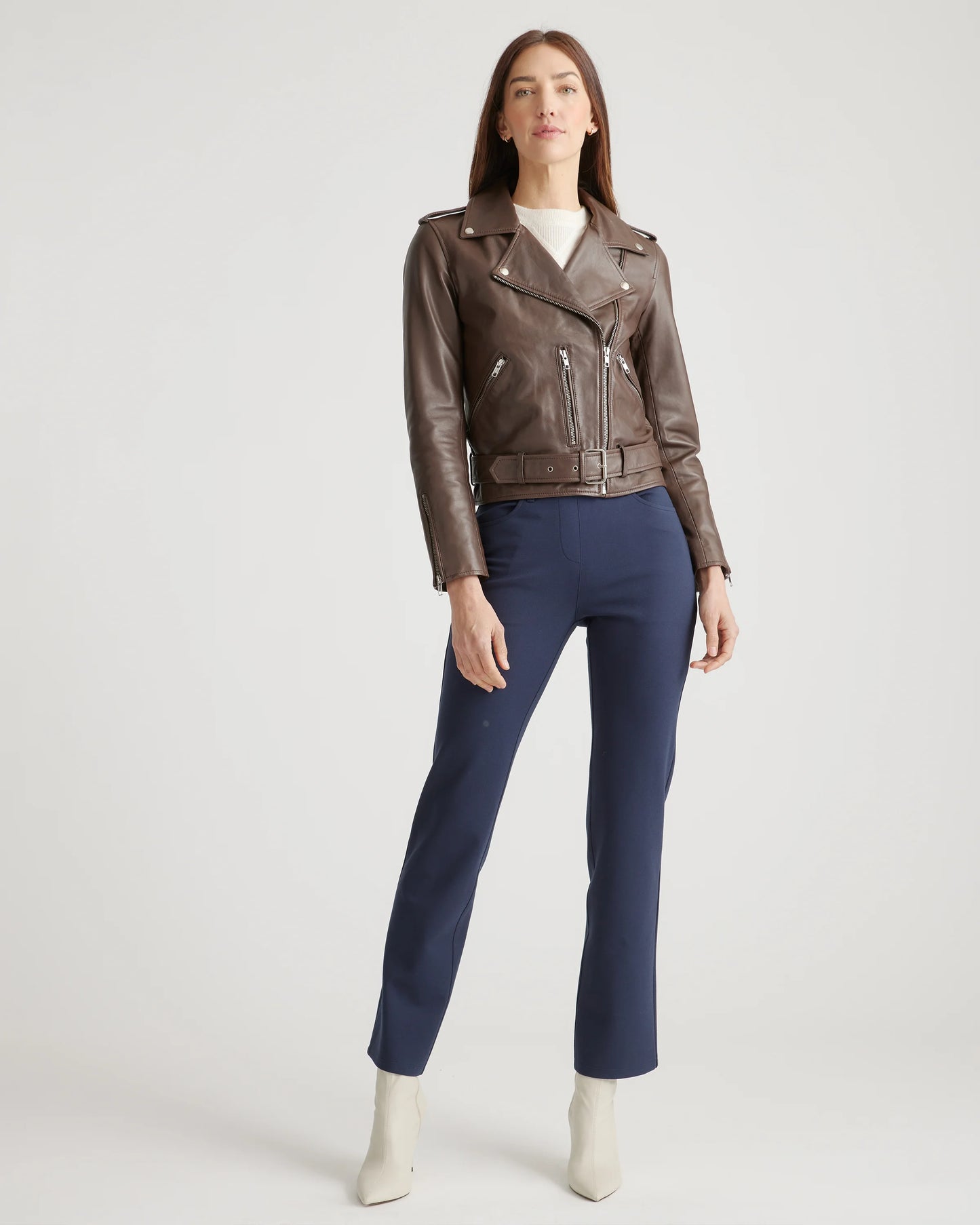 Ultra-Stretch Ponte Straight Leg 4-Pocket Pants - XS / Navy