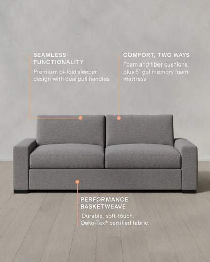 Stillman Sleeper Sofa in Performance Basketweave - Queen / Flax