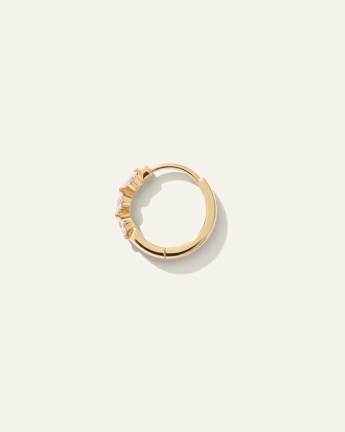 14K Gold Lab Grown Diamond Shared Prong Huggie - One Size / Yellow Gold