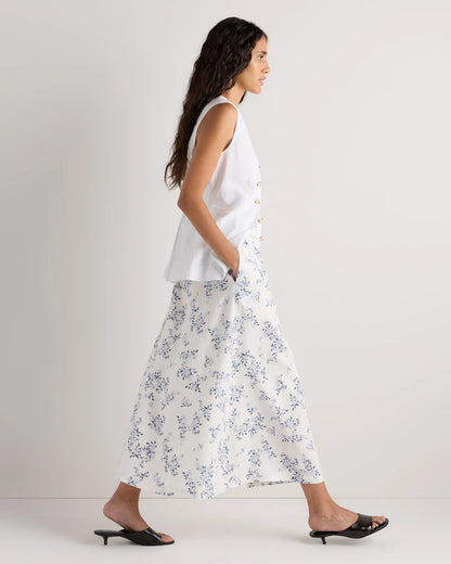 100% European Linen Maxi Skirt - XS / Classic Mini Gingham