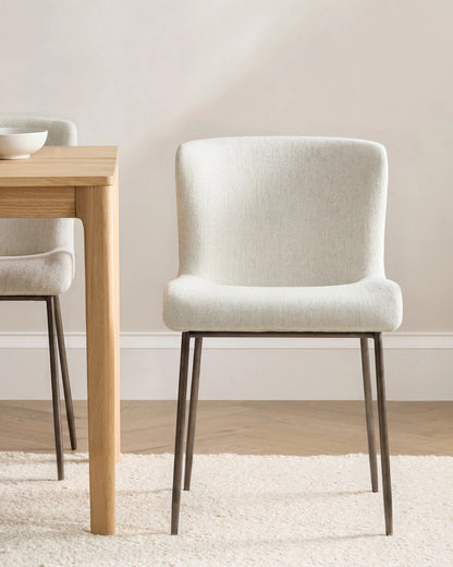 Performance Chenille Dining Chair with Powder Coated Iron Frame (Set of 2) - Set of 2 / Snow