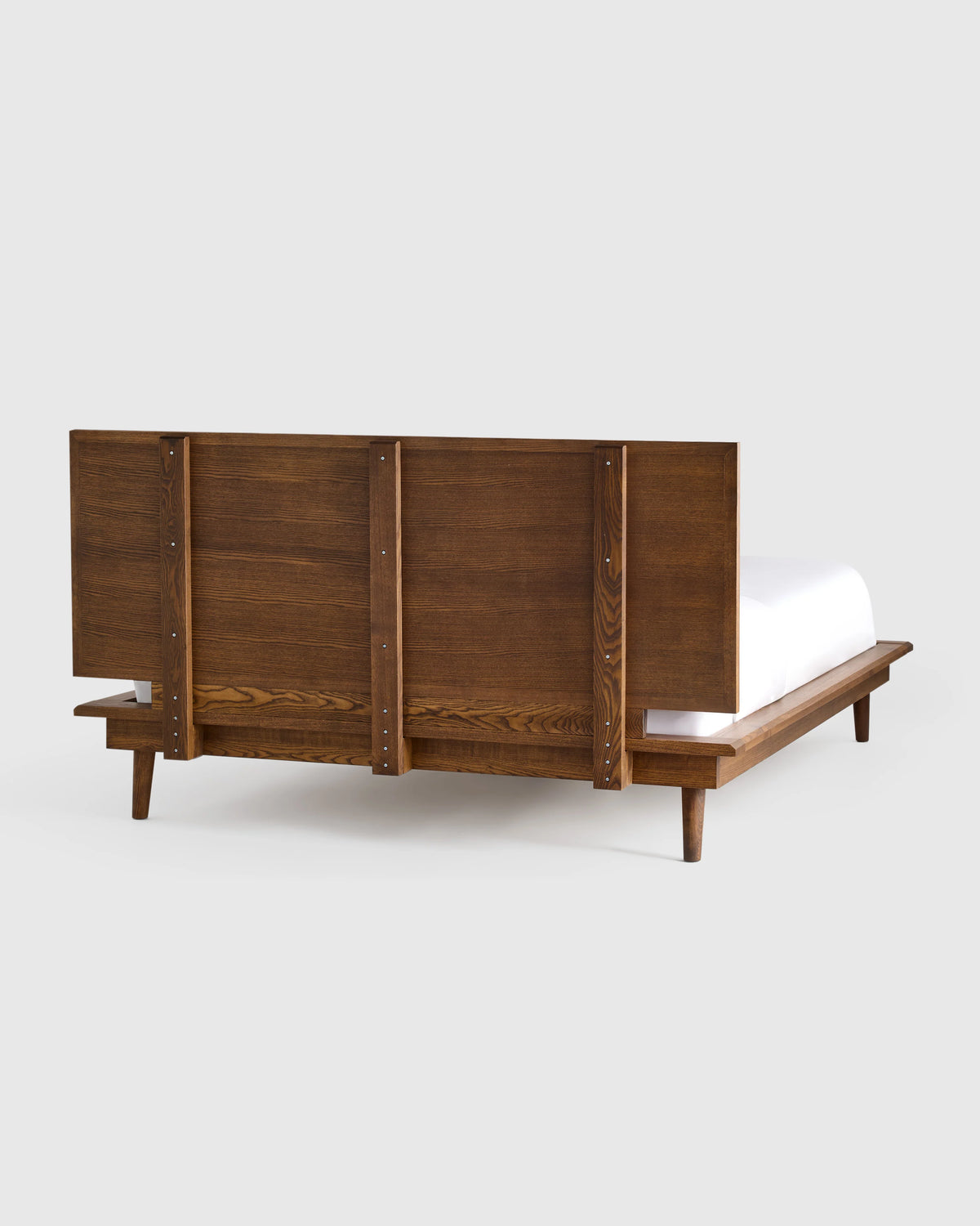 Solid Wood Midcentury Platform Bed - Queen / Chestnut Ash