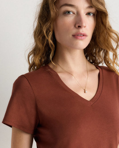 Cotton Modal V-Neck Tee - XS / Navy