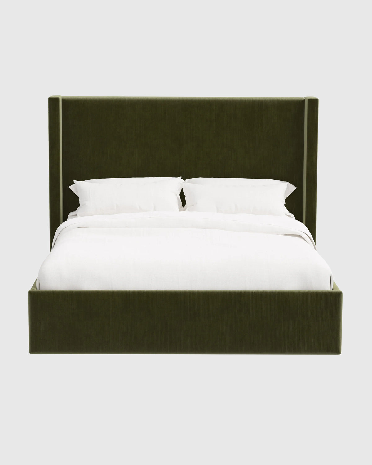 Wingback Bed in Performance Velvet - Full / Walnut