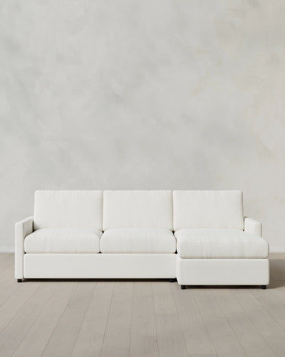 Brennan Performance Chenille Linen Blend Chaise Sectional - Right Arm / Snow