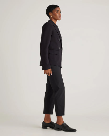 Ultra-Stretch Ponte Double-Breasted Blazer - XS / Charcoal