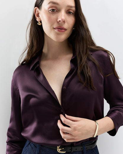 100% Washable Silk Three-Quarter Sleeve Shirt - XS / Vintage Pink