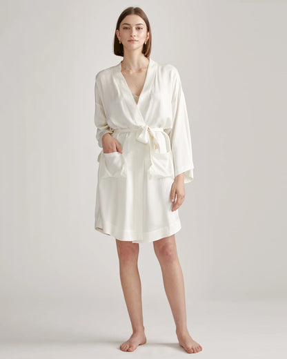100% Washable Silk Robe - XS / Indigo
