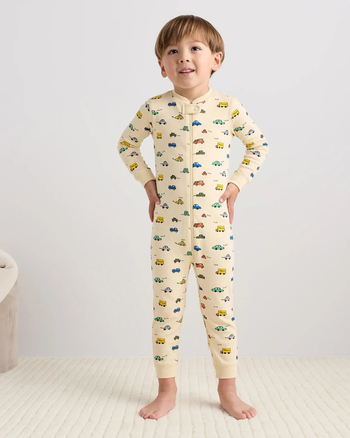 100% Organic Cotton One Piece Pajama - 2T / Navy Stripe
