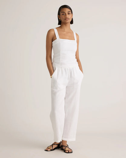 100% European Linen Fitted Tank - XS / Moonstone Blue