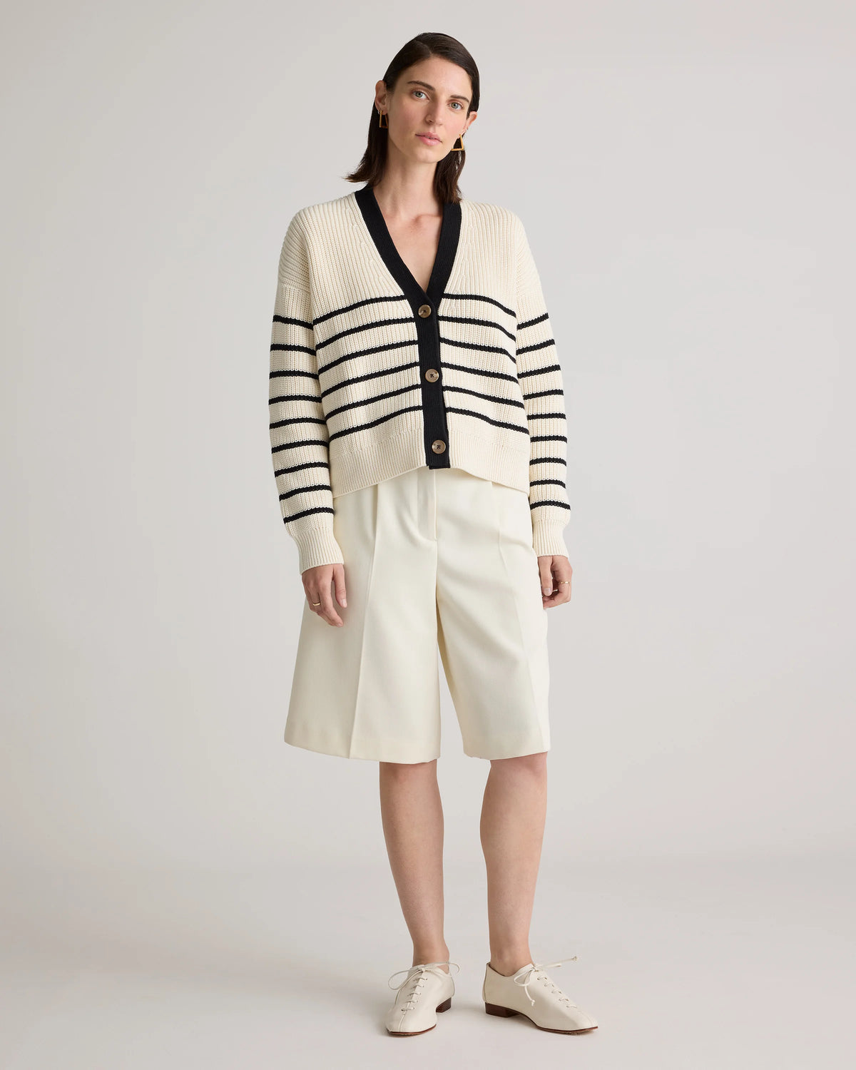 100% Organic Cotton Fisherman Boxy Cropped Cardigan - XS / Sapphire Blue