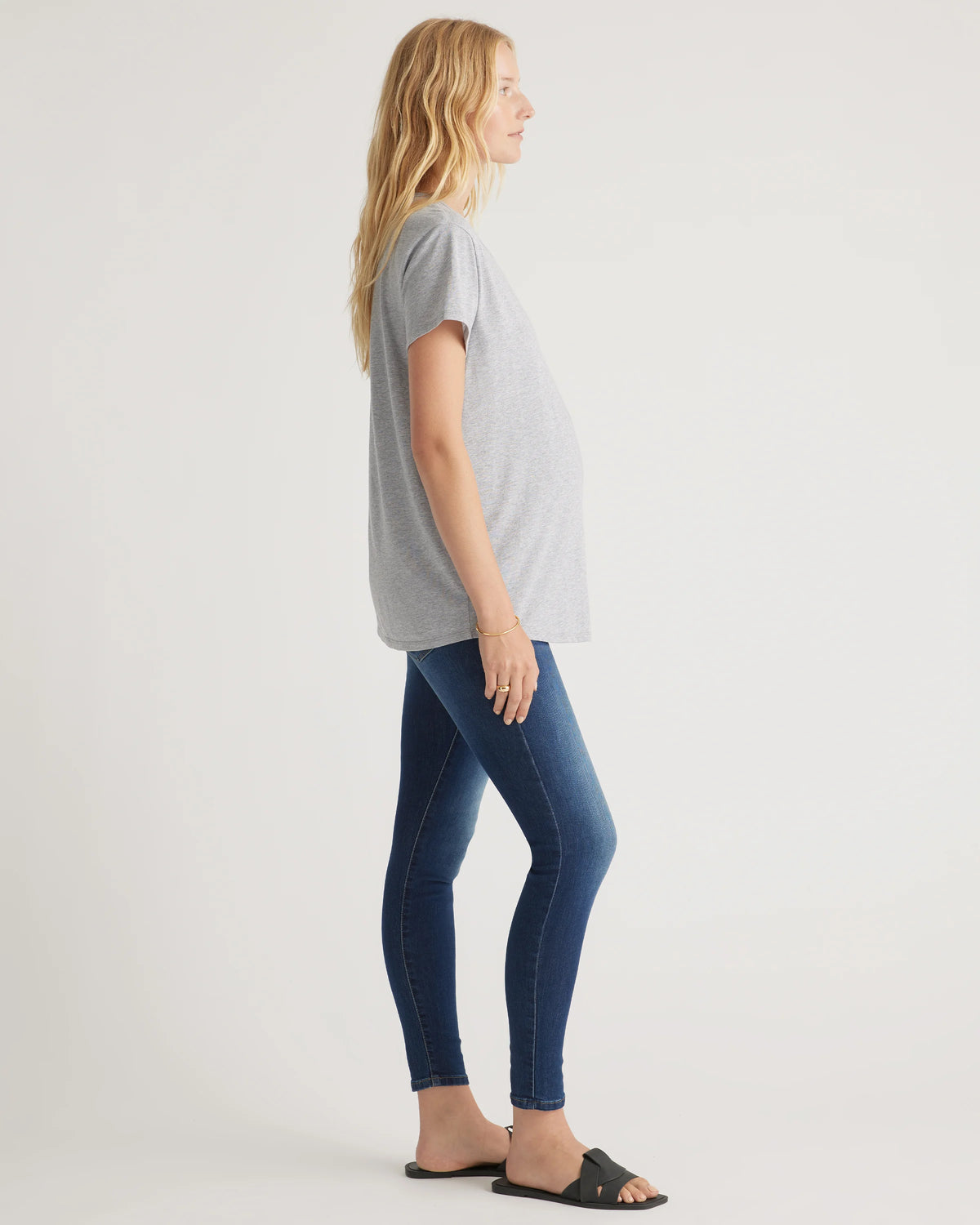 Cotton Modal Maternity Crew Neck Tee (2-pack) - XS / Black/Redwood Brown