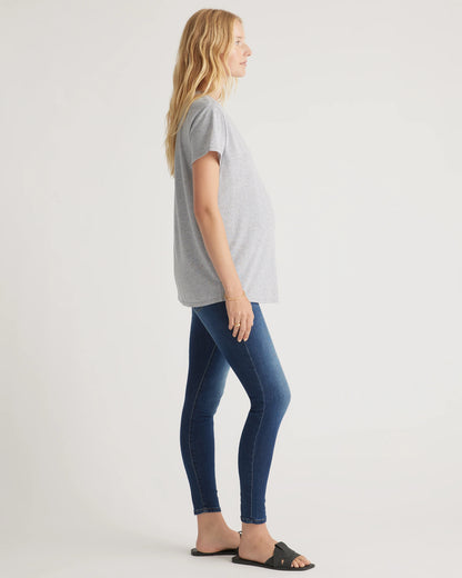 Cotton Modal Maternity Crew Neck Tee (2-pack) - XS / Black/Redwood Brown