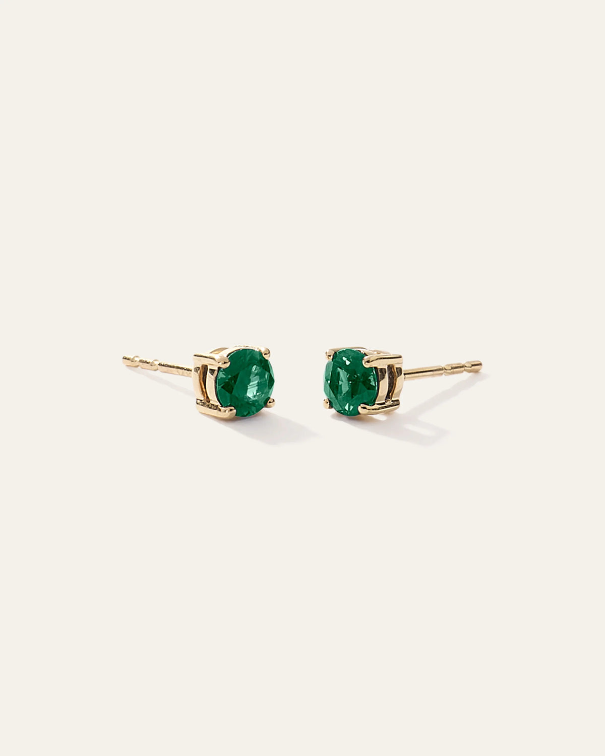 14K Gold Gemstone Solitaire Studs - One Size / Blue Sapphire
