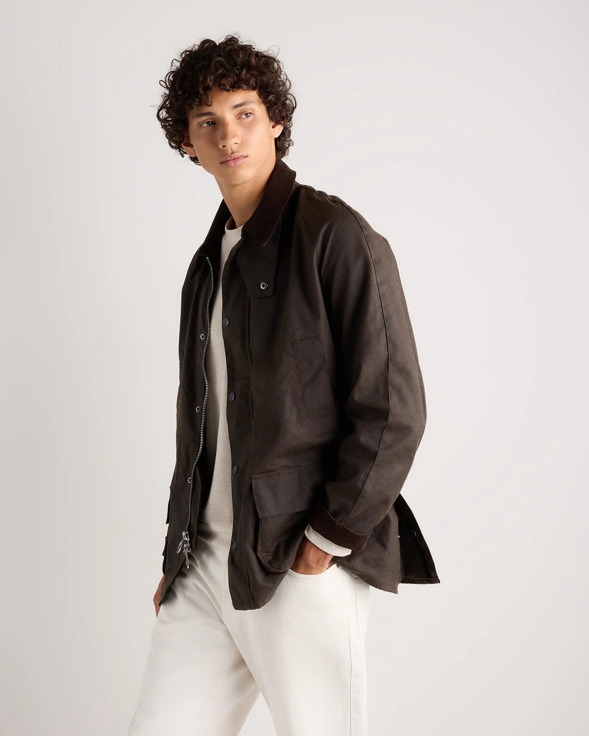 Organic Waxed Cotton Barn Jacket - S / Rustic Olive