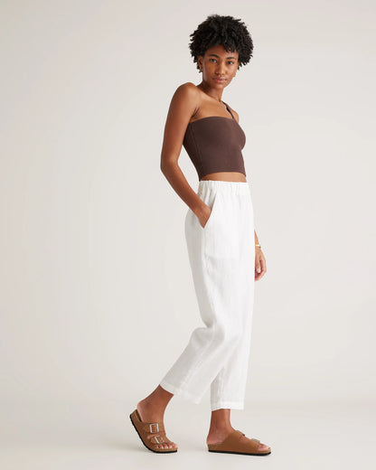 100% European Linen Pants - XS / White