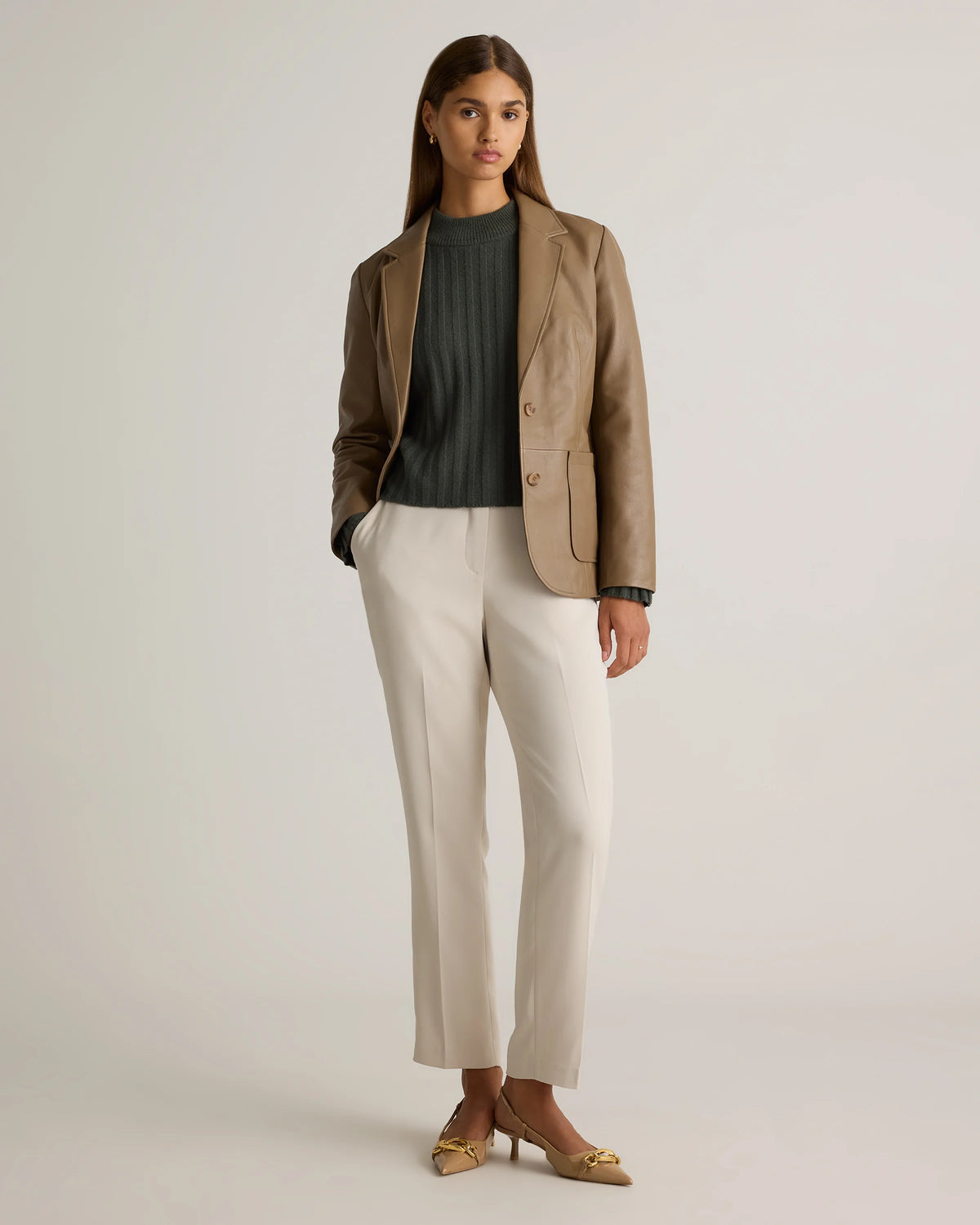 100% Leather Blazer - XS / Rich Brown