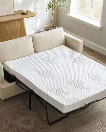 Sierra Curved Arm Sleeper Sofa in Performance Basketweave - One Size / Flax