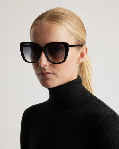 Reese Polarized Acetate Sunglasses - One Size / Black with Grey Gradient lens