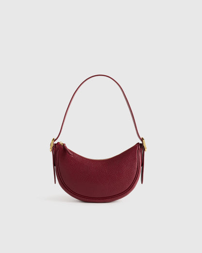 Italian Leather Mini Crescent Shoulder Bag - One Size / Espresso Brown