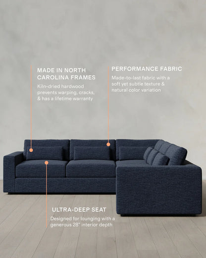 Ashford Deep Seat L Sectional in Performance Chenille Linen Blend - 119x119 / Sorrell