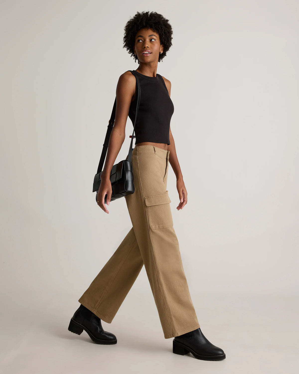 Organic Stretch Cotton Twill Cargo Pants - 0 / Light Khaki