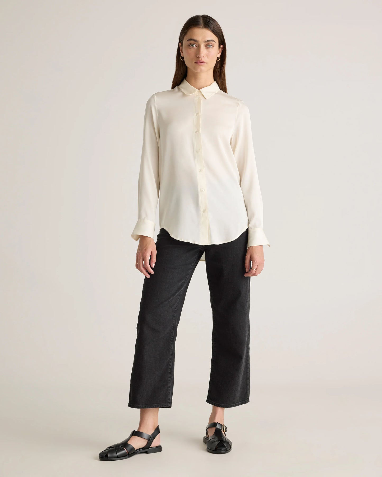 Washable Stretch Silk Blouse - XS / Moonstone Blue